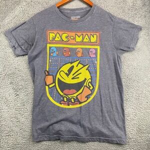 Pac-Man Arcade Game Graphic Print T-Shirt Mens Size‎ M Gray Retro 80s Gamer